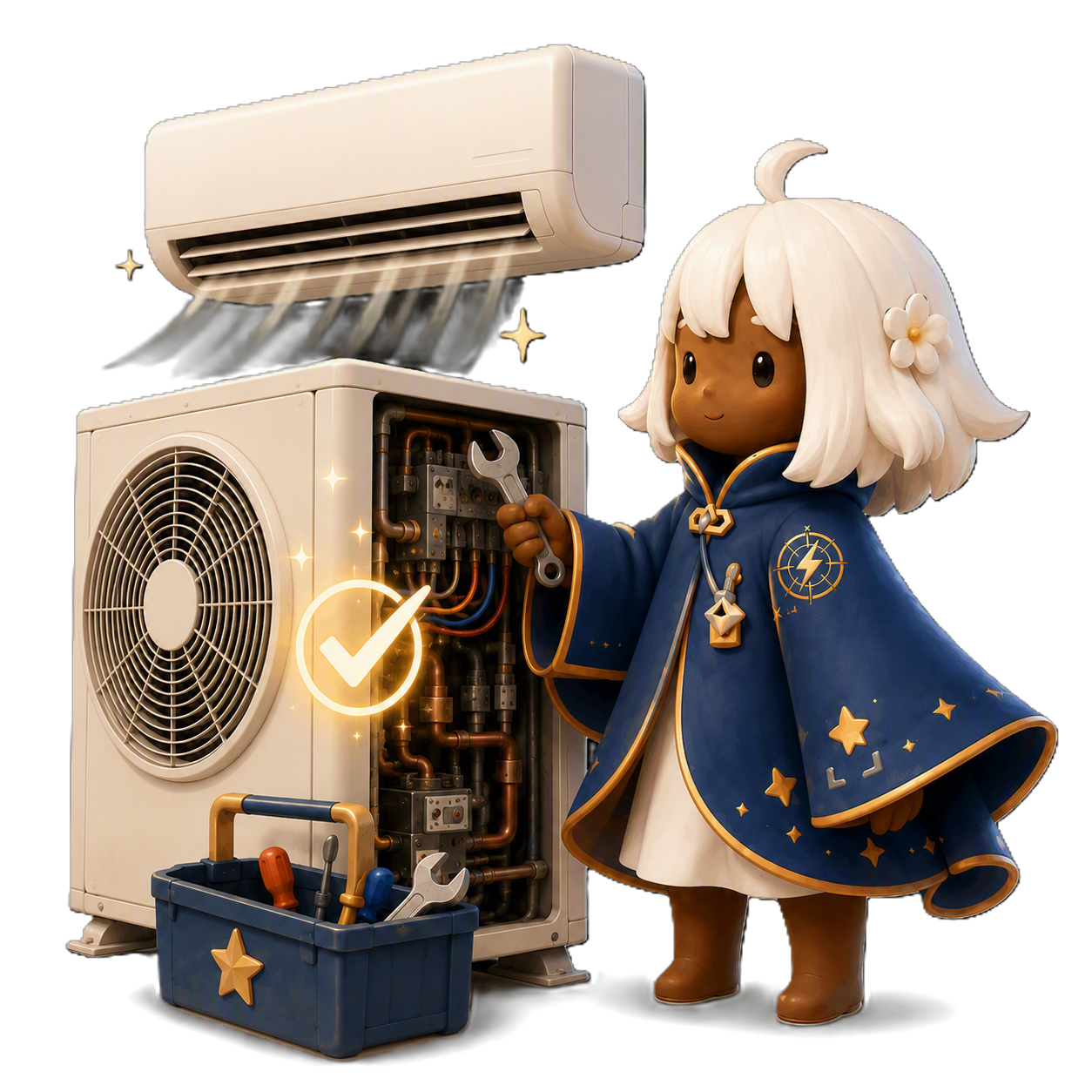 エアコンの不調の注意点を示すビジュアル