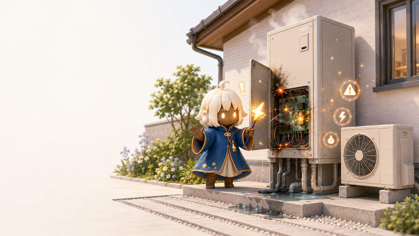 エコキュートの不調・経年の注意点を示すビジュアル